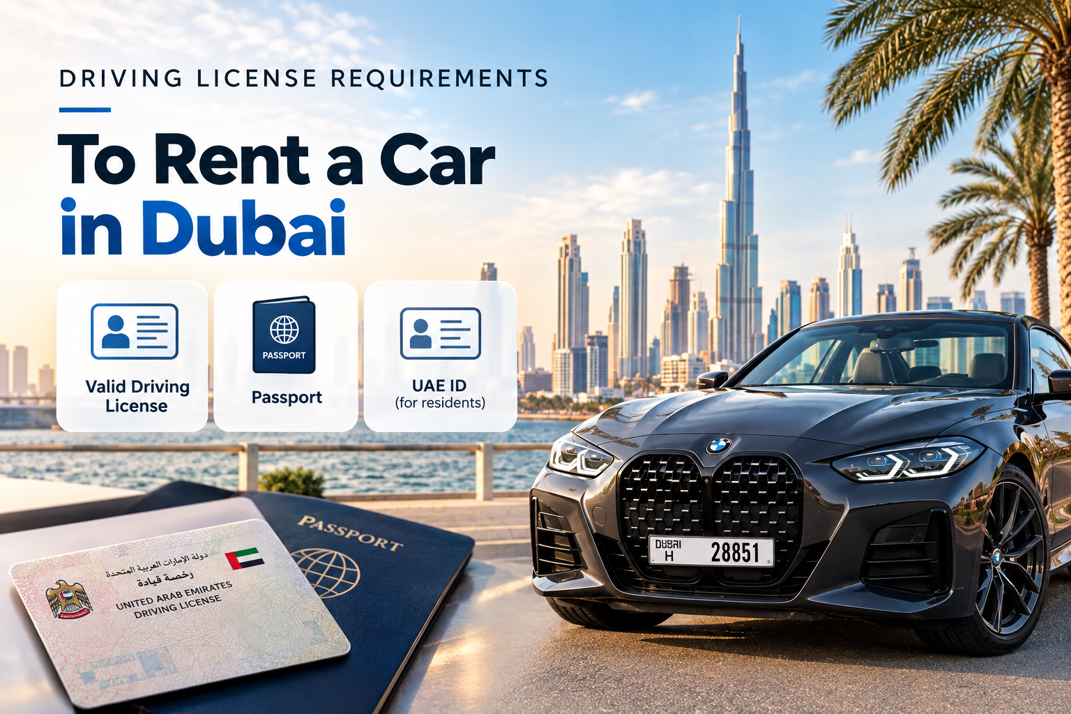 driving license requirements to rent a car in Dubai